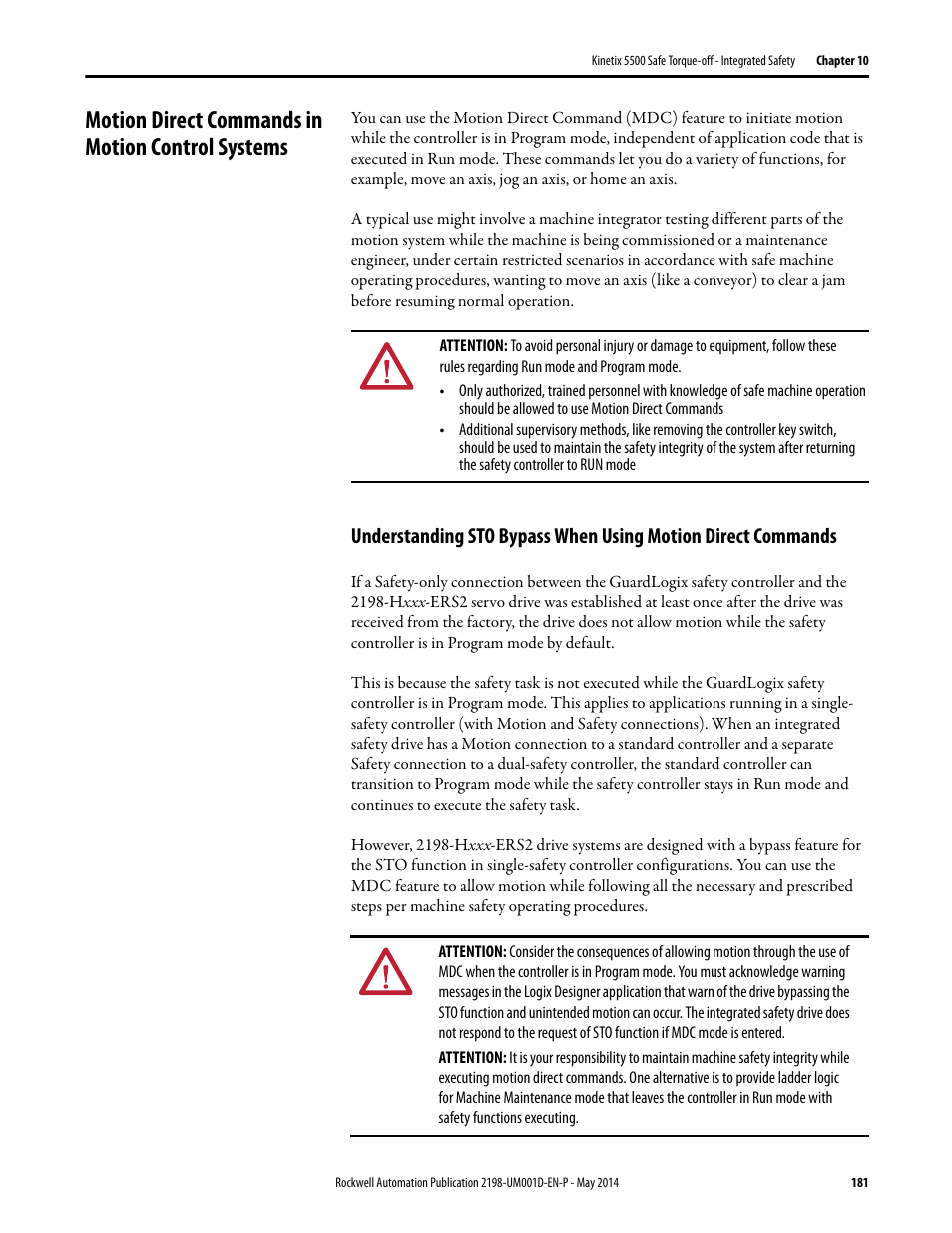 Motion direct commands in motion control systems | Rockwell Automation 2198-Hxxx Kinetix 5500 Servo Drives User Manual User Manual | Page 181 / 244