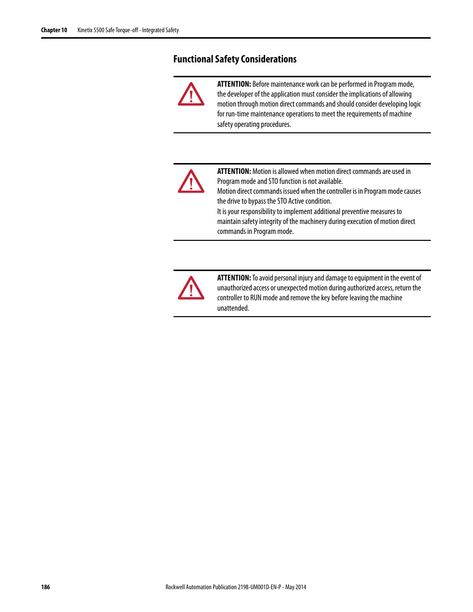 Functional safety considerations | Rockwell Automation 2198-Hxxx Kinetix 5500 Servo Drives User Manual User Manual | Page 186 / 244