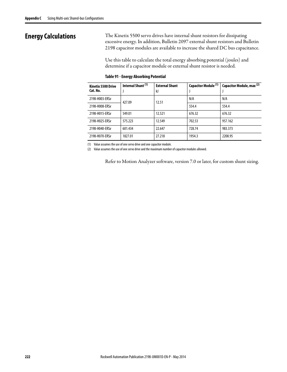 Energy calculations | Rockwell Automation 2198-Hxxx Kinetix 5500 Servo Drives User Manual User Manual | Page 222 / 244