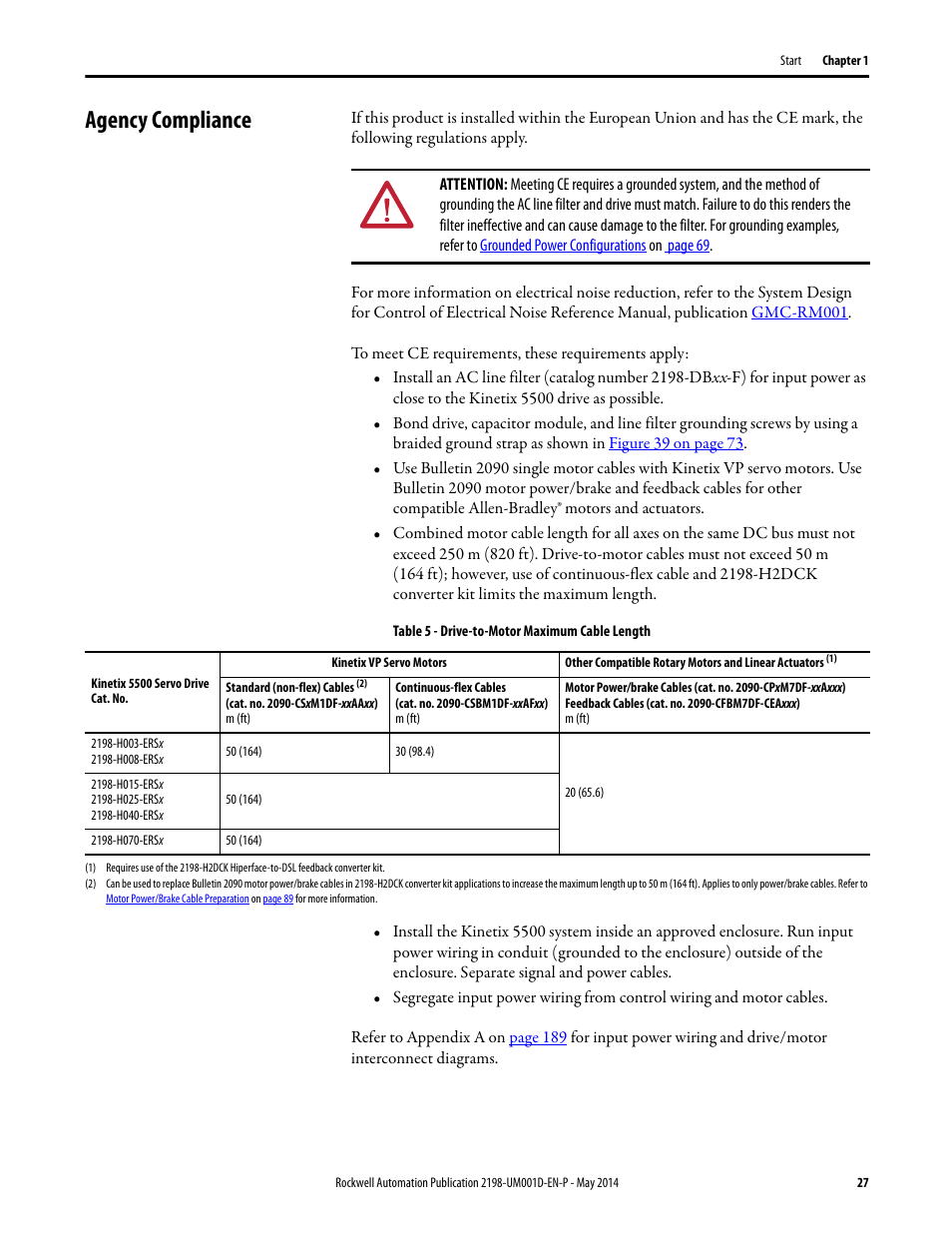 Agency compliance | Rockwell Automation 2198-Hxxx Kinetix 5500 Servo Drives User Manual User Manual | Page 27 / 244