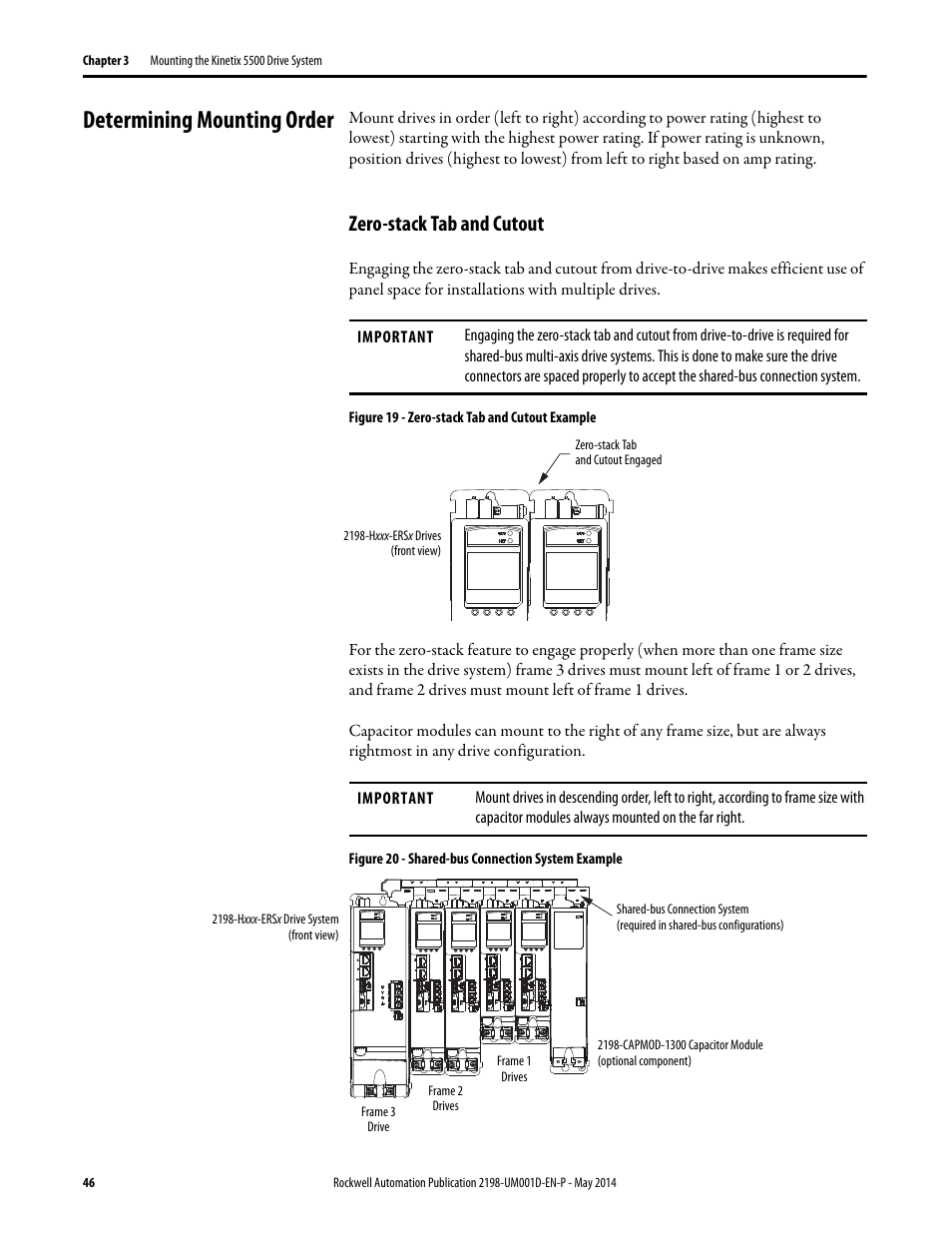 Determining mounting order, Zero-stack tab and cutout | Rockwell Automation 2198-Hxxx Kinetix 5500 Servo Drives User Manual User Manual | Page 46 / 244