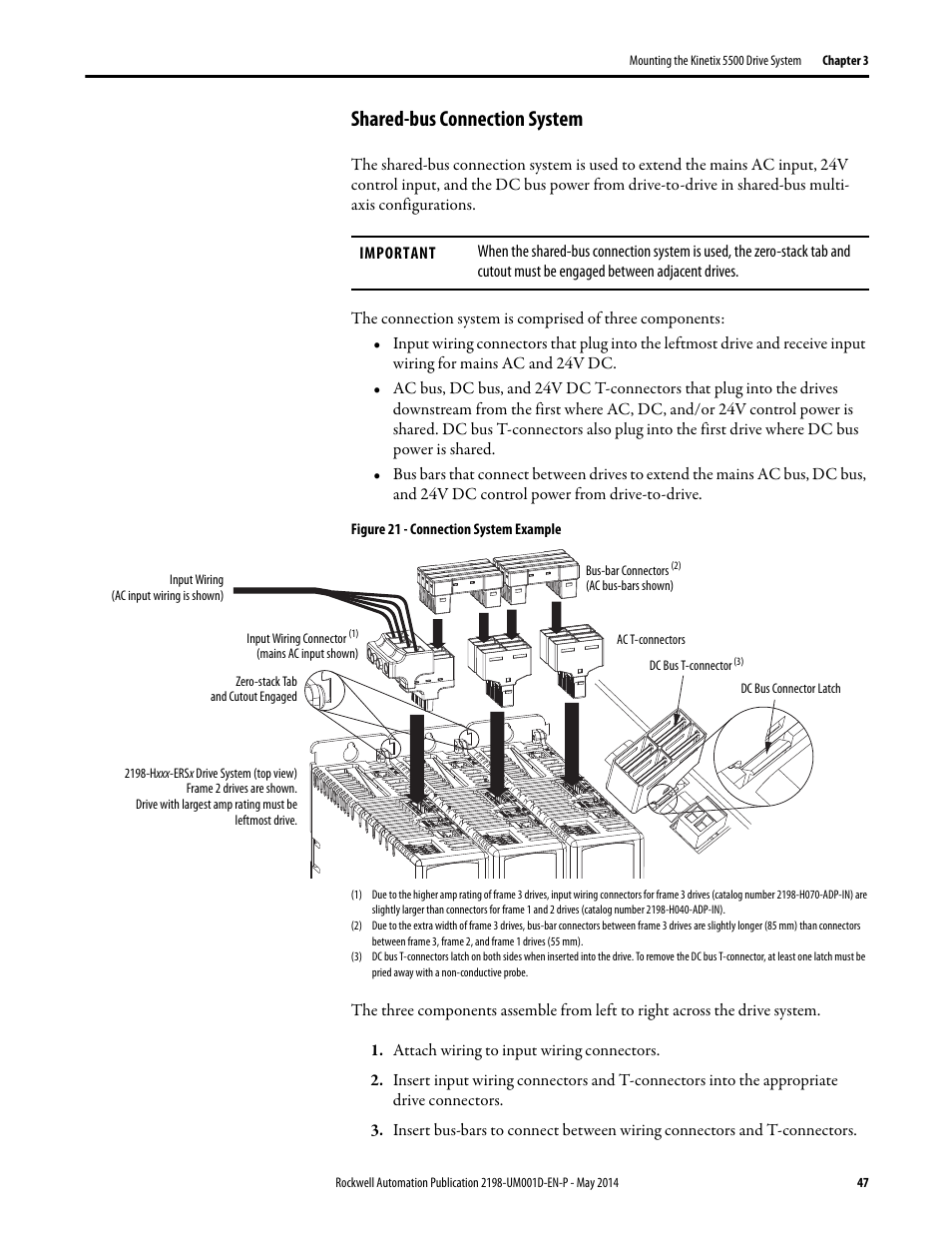 Shared-bus connection system | Rockwell Automation 2198-Hxxx Kinetix 5500 Servo Drives User Manual User Manual | Page 47 / 244