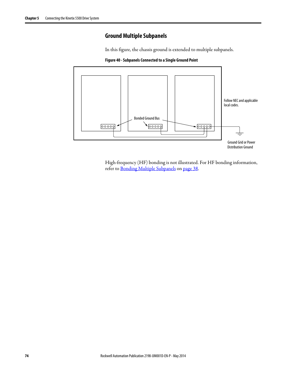 Ground multiple subpanels | Rockwell Automation 2198-Hxxx Kinetix 5500 Servo Drives User Manual User Manual | Page 74 / 244