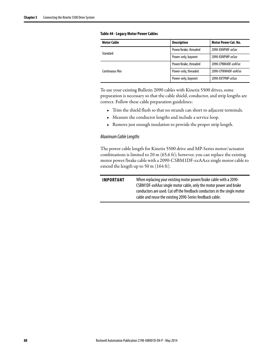 Maximum cable lengths | Rockwell Automation 2198-Hxxx Kinetix 5500 Servo Drives User Manual User Manual | Page 88 / 244