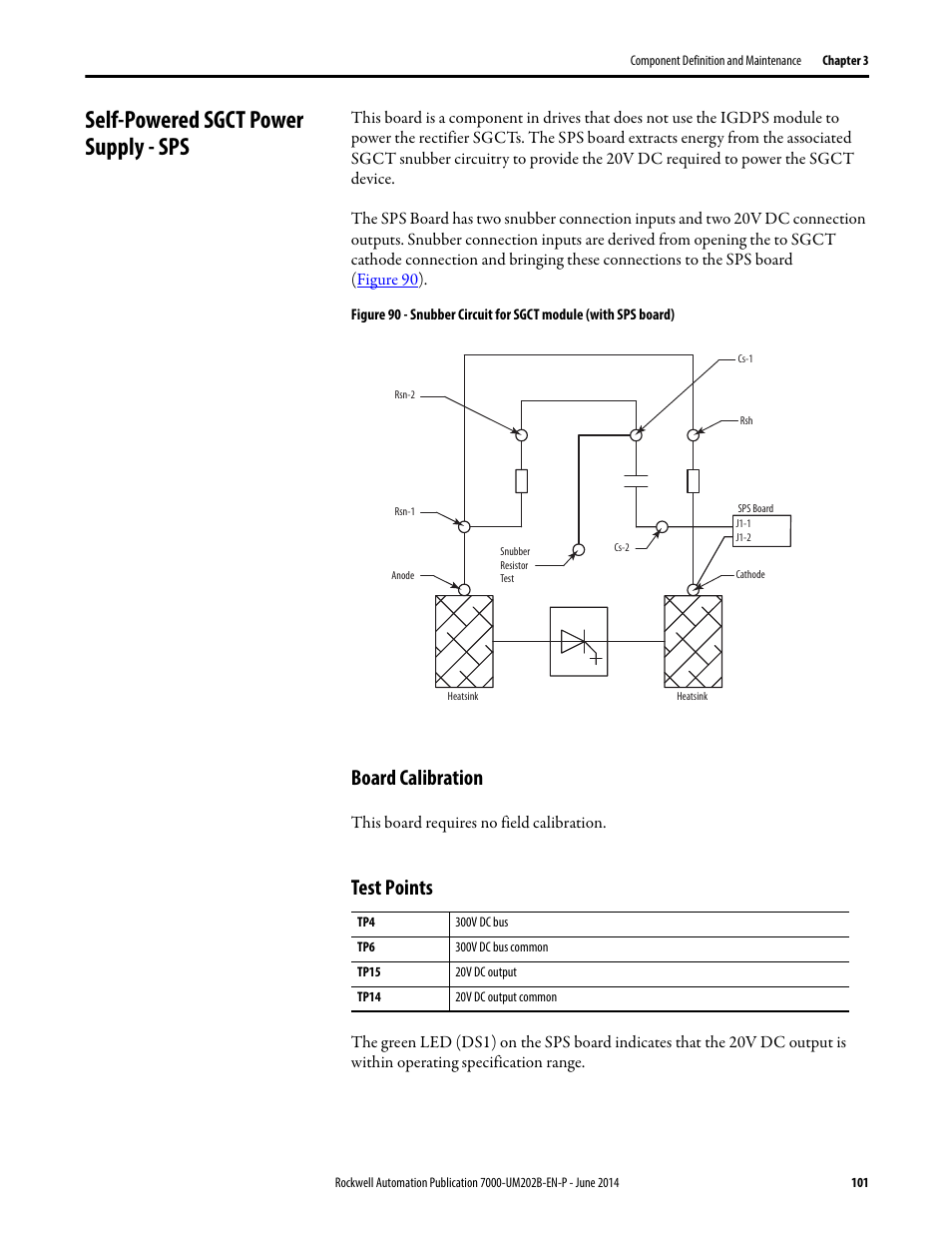 Self-powered sgct power supply - sps, Board calibration, Test points | Board calibration test points | Rockwell Automation 7000 PowerFlex Medium Voltage AC Drive (B Frame) - ForGe Control User Manual | Page 101 / 216