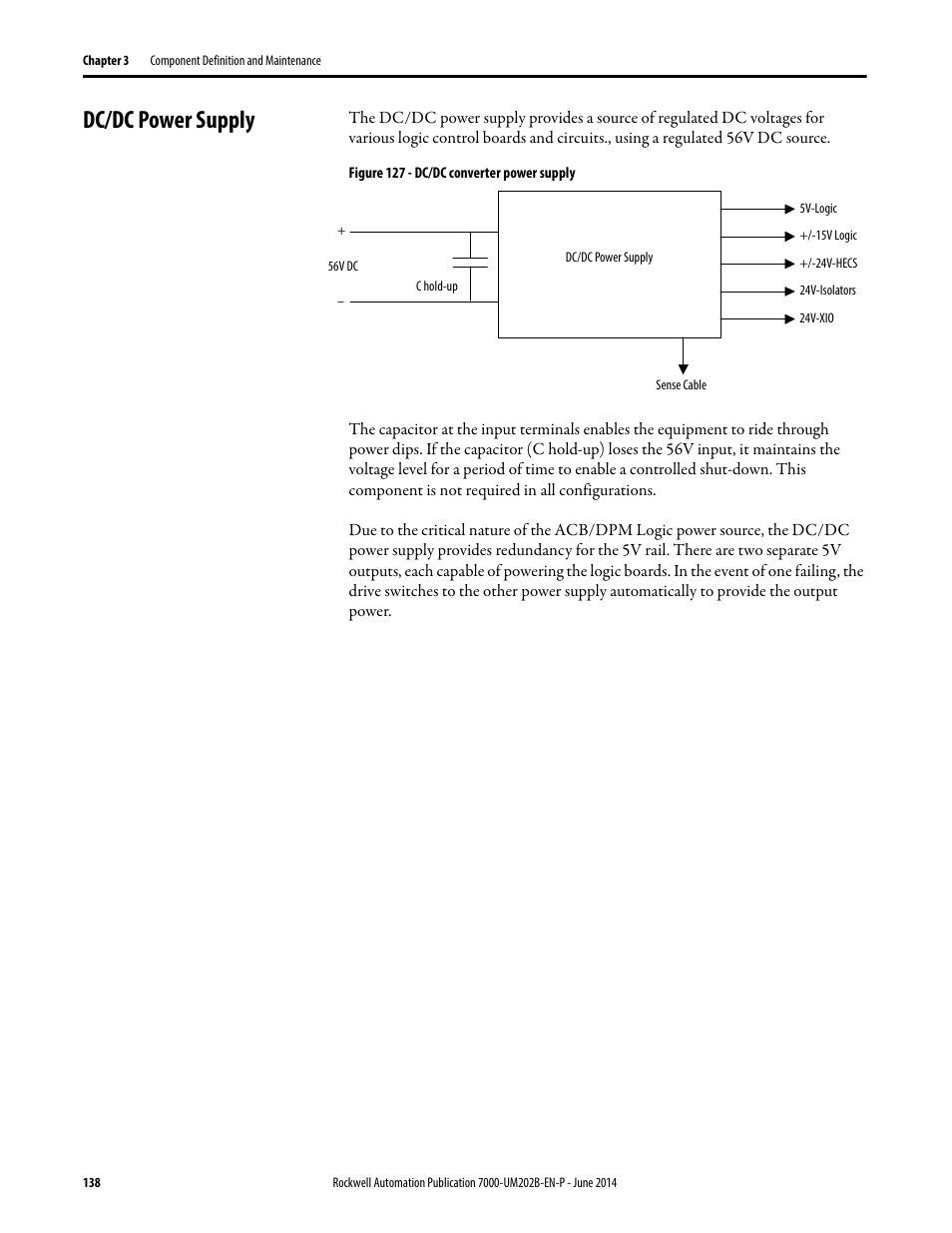 Dc/dc power supply | Rockwell Automation 7000 PowerFlex Medium Voltage AC Drive (B Frame) - ForGe Control User Manual | Page 138 / 216