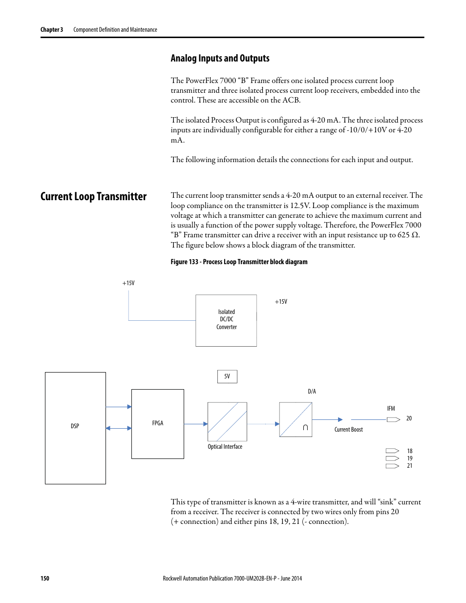 Analog inputs and outputs, Current loop transmitter | Rockwell Automation 7000 PowerFlex Medium Voltage AC Drive (B Frame) - ForGe Control User Manual | Page 150 / 216