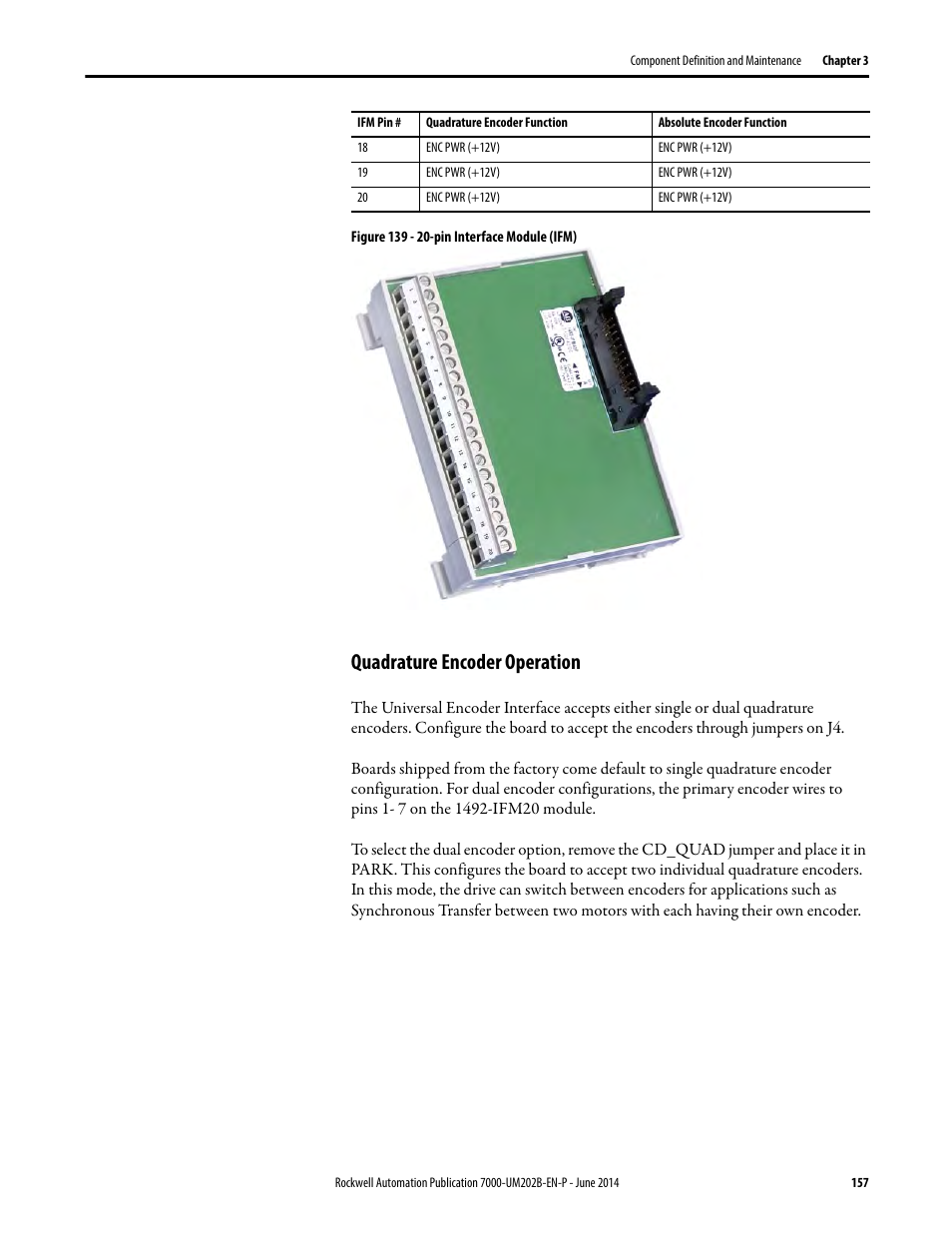 Quadrature encoder operation | Rockwell Automation 7000 PowerFlex Medium Voltage AC Drive (B Frame) - ForGe Control User Manual | Page 157 / 216