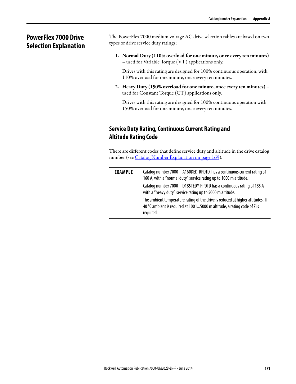 Powerflex 7000 drive selection explanation | Rockwell Automation 7000 PowerFlex Medium Voltage AC Drive (B Frame) - ForGe Control User Manual | Page 171 / 216