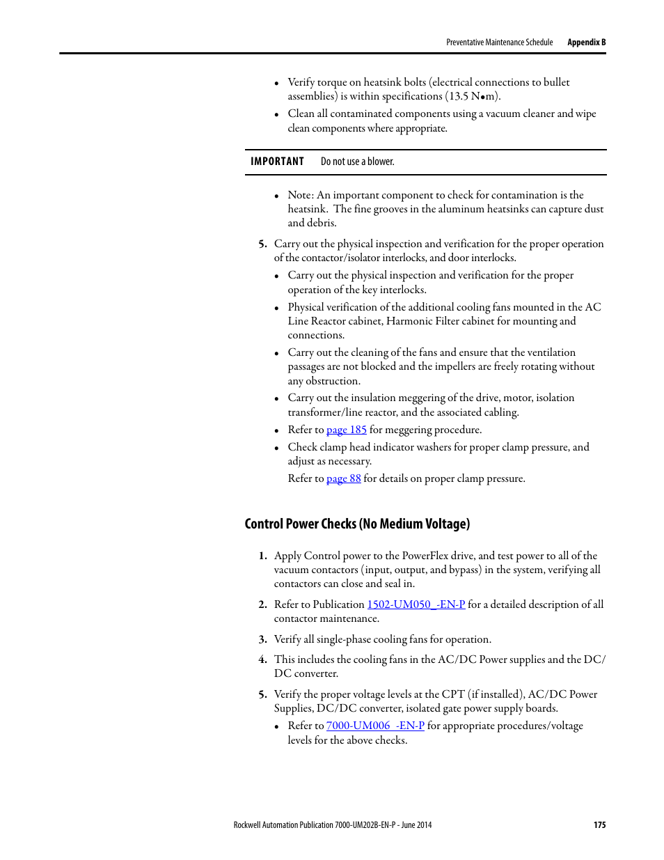 Control power checks (no medium voltage) | Rockwell Automation 7000 PowerFlex Medium Voltage AC Drive (B Frame) - ForGe Control User Manual | Page 175 / 216