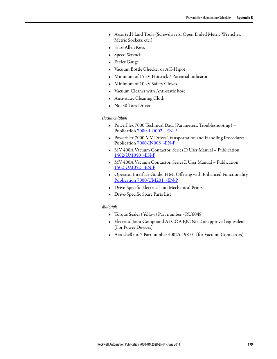 Rockwell Automation 7000 PowerFlex Medium Voltage AC Drive (B Frame) - ForGe Control User Manual | Page 179 / 216