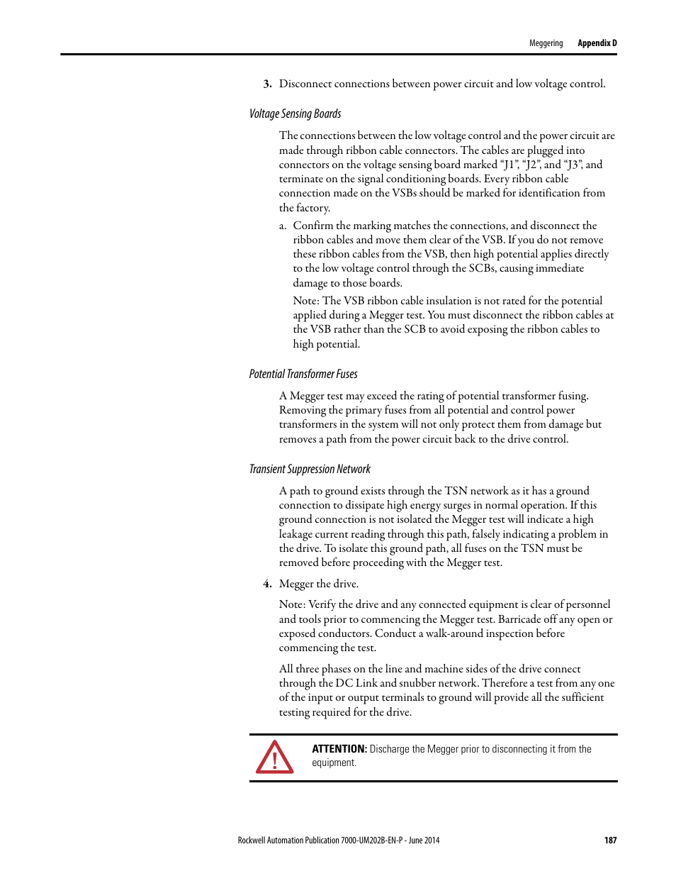 Rockwell Automation 7000 PowerFlex Medium Voltage AC Drive (B Frame) - ForGe Control User Manual | Page 187 / 216