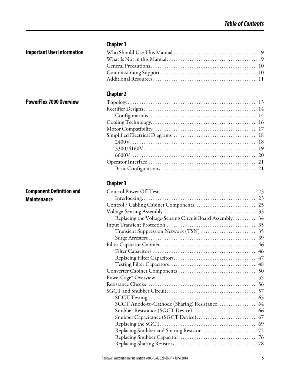 Rockwell Automation 7000 PowerFlex Medium Voltage AC Drive (B Frame) - ForGe Control User Manual | Page 5 / 216