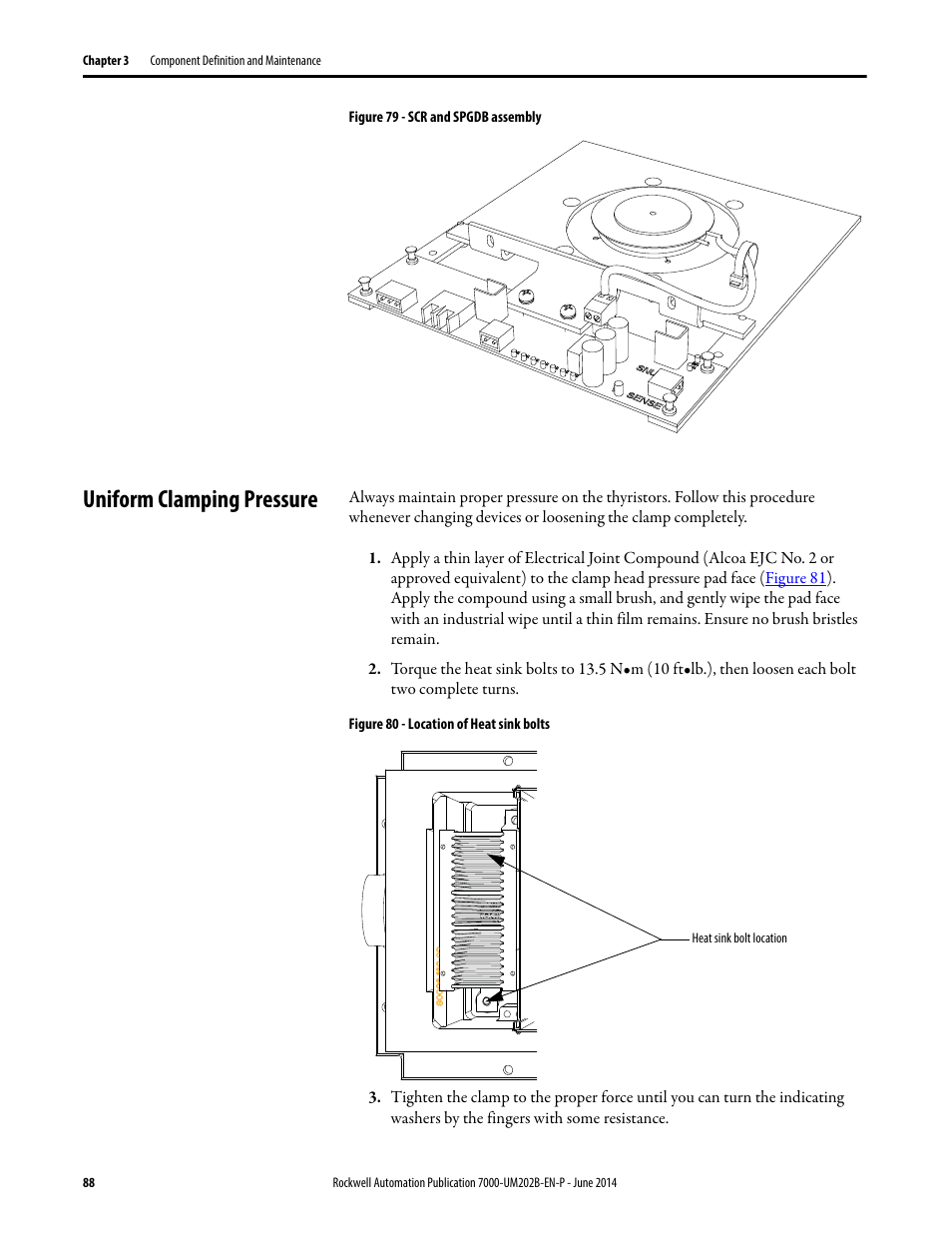 Uniform clamping pressure, Uniform clamping pressure on | Rockwell Automation 7000 PowerFlex Medium Voltage AC Drive (B Frame) - ForGe Control User Manual | Page 88 / 216