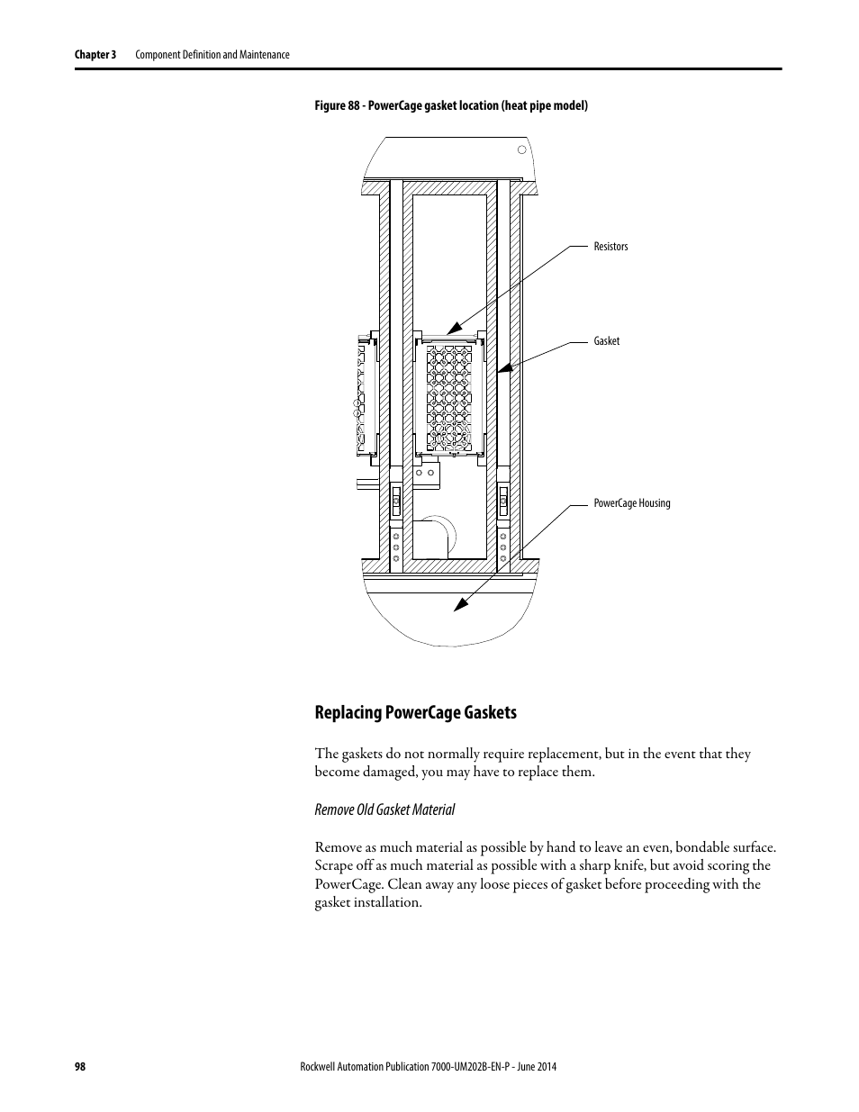Replacing powercage gaskets | Rockwell Automation 7000 PowerFlex Medium Voltage AC Drive (B Frame) - ForGe Control User Manual | Page 98 / 216