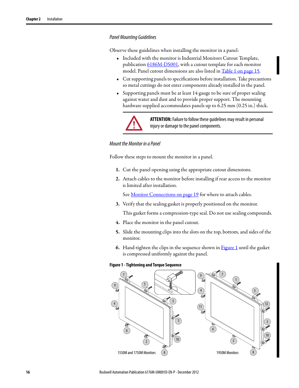 Rockwell Automation 6176M-xxxx Standard Industrial Monitors User Manual User Manual | Page 16 / 52