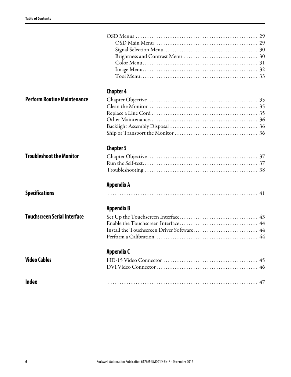 Rockwell Automation 6176M-xxxx Standard Industrial Monitors User Manual User Manual | Page 6 / 52