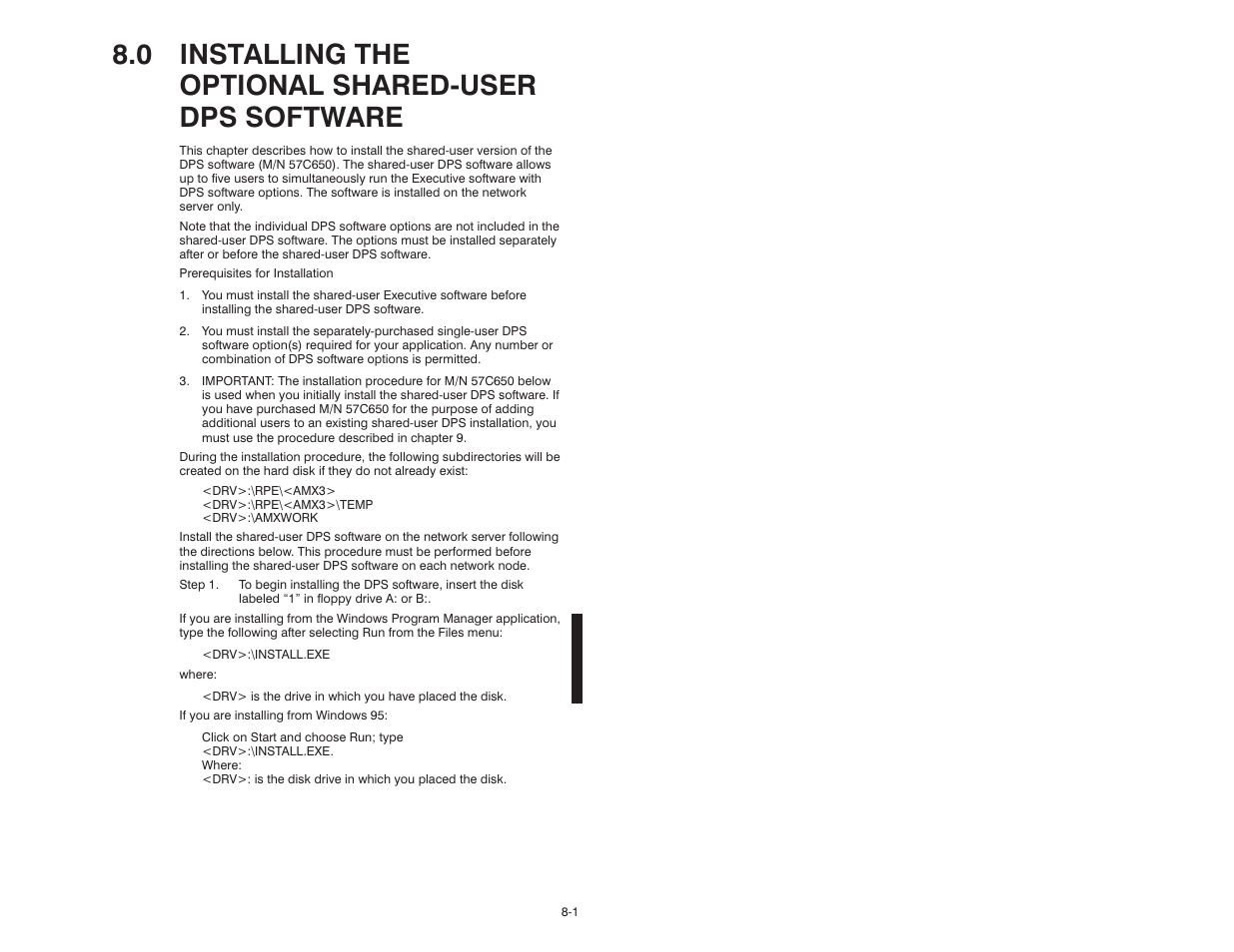 0 installing the optional sharedćuser dps software | Rockwell Automation 57C600 AutoMax Programming Exec V3.8 (+ Regulators) Install User Manual | Page 21 / 30