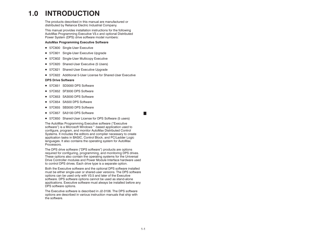 0 - introduction, 0 introduction | Rockwell Automation 57C600 AutoMax Programming Exec V3.8 (+ Regulators) Install User Manual | Page 5 / 30