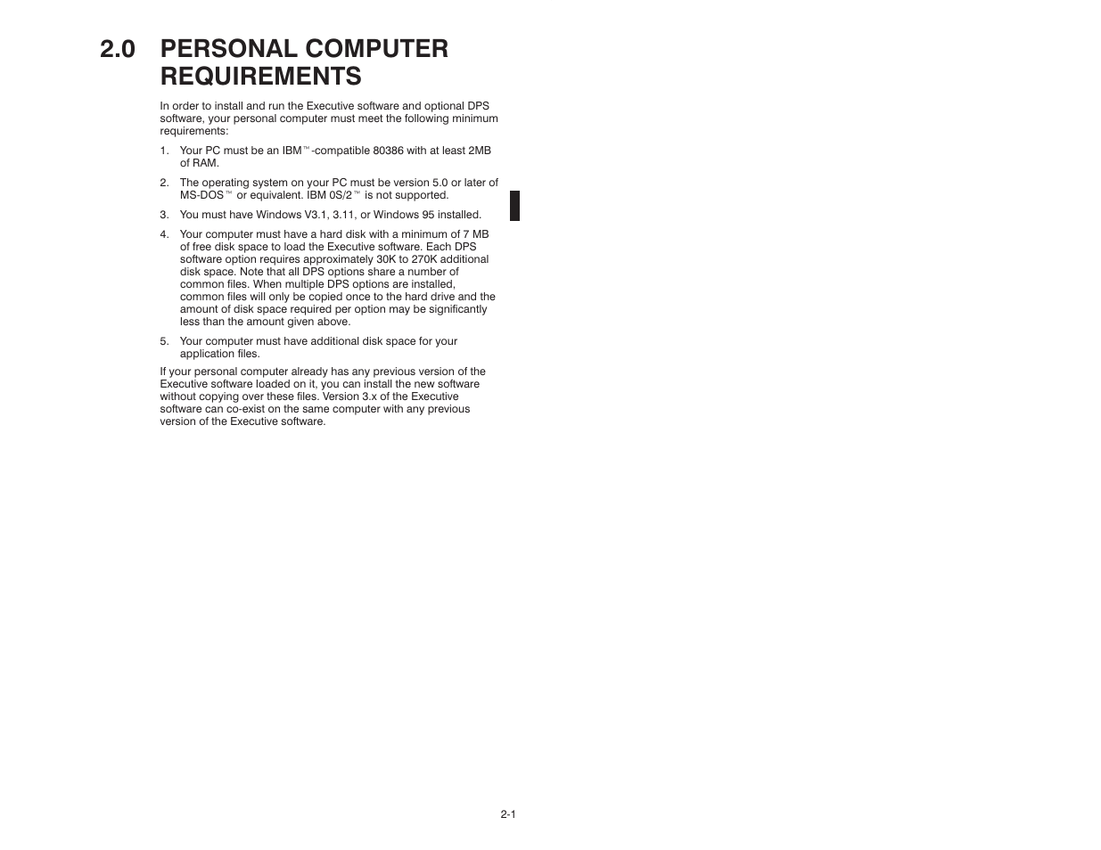 0 - personal computer requirements, 0 personal computer requirements | Rockwell Automation 57C600 AutoMax Programming Exec V3.8 (+ Regulators) Install User Manual | Page 7 / 30