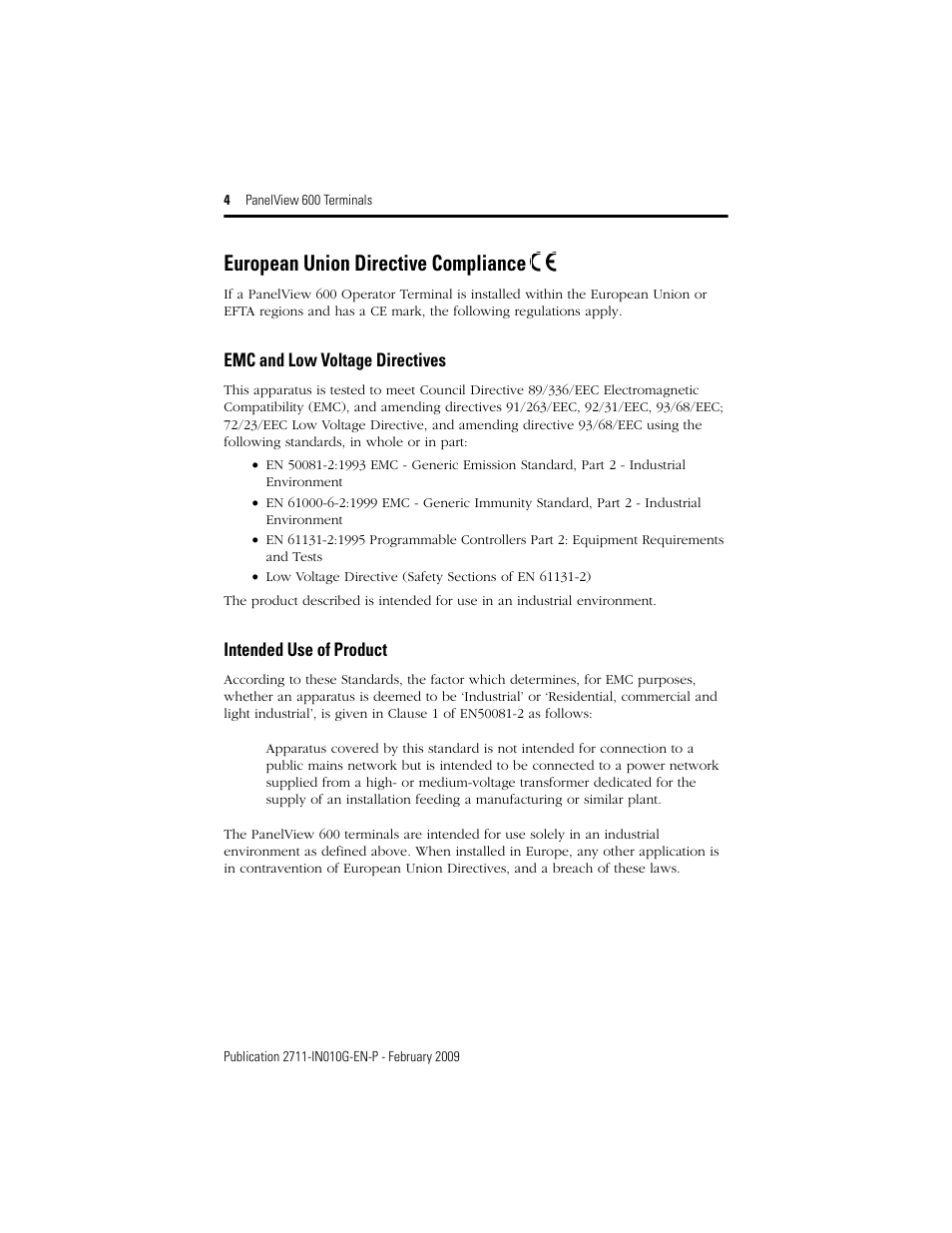 European union directive compliance | Rockwell Automation 2711-L6Cxx_B6Cxx PanelView 600 Terminals Installation Instructions User Manual | Page 4 / 16