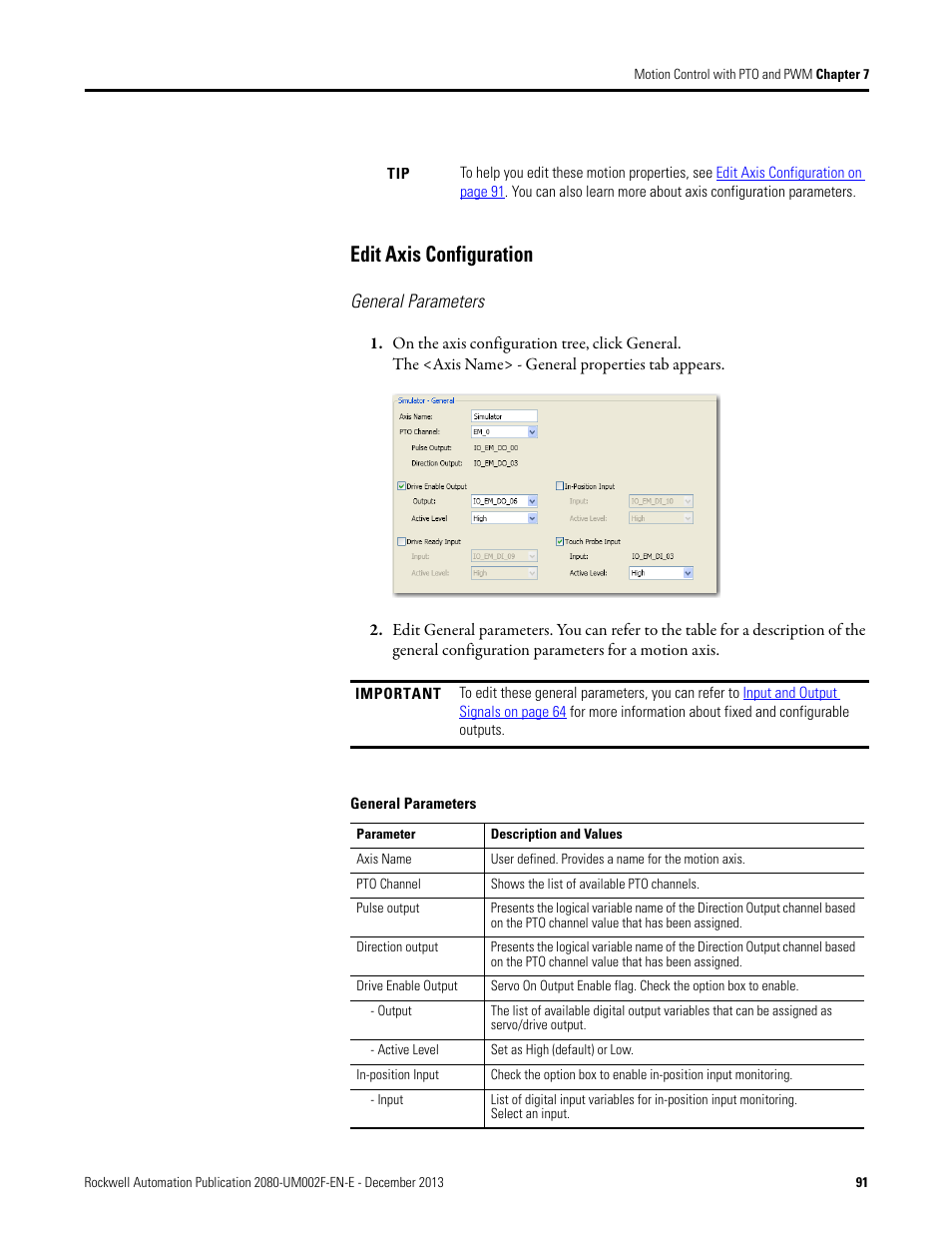 Edit axis configuration, General parameters | Rockwell Automation 2080-LC50 Micro830 and Micro850 Programmable Controllers User Manual User Manual | Page 105 / 270