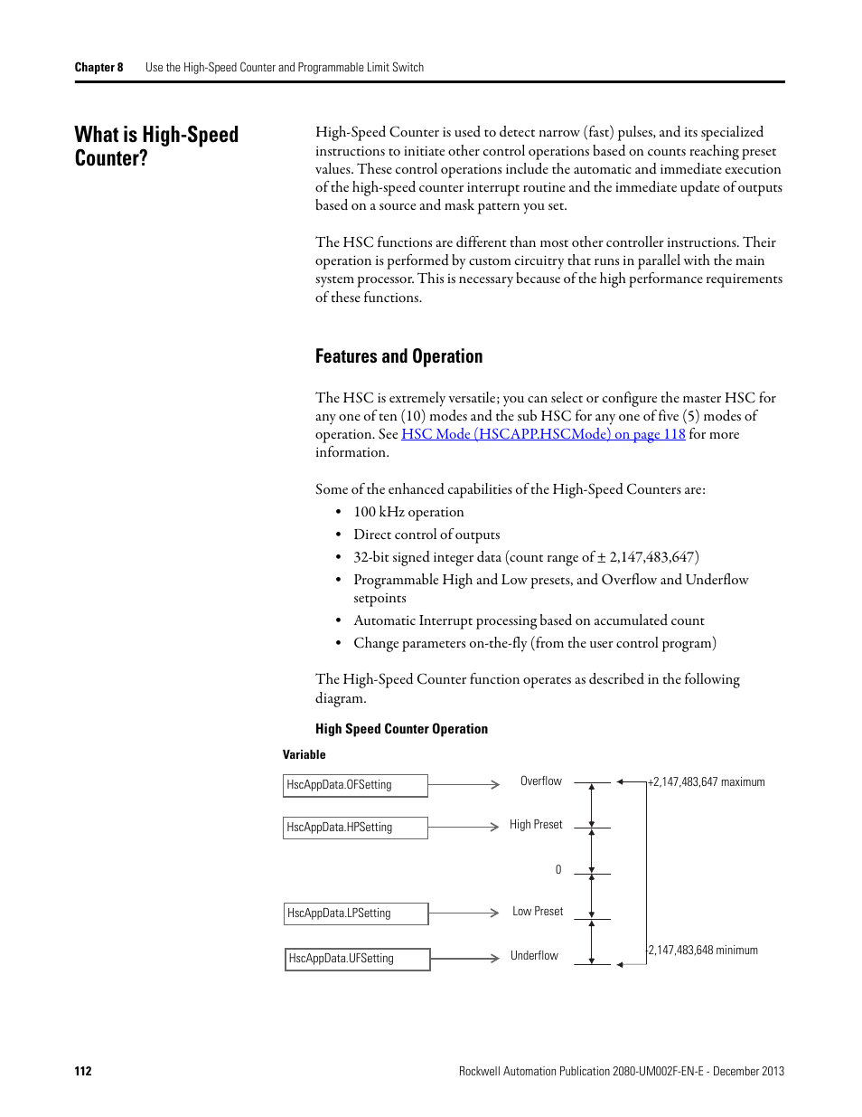 What is high-speed counter, Features and operation | Rockwell Automation 2080-LC50 Micro830 and Micro850 Programmable Controllers User Manual User Manual | Page 128 / 270