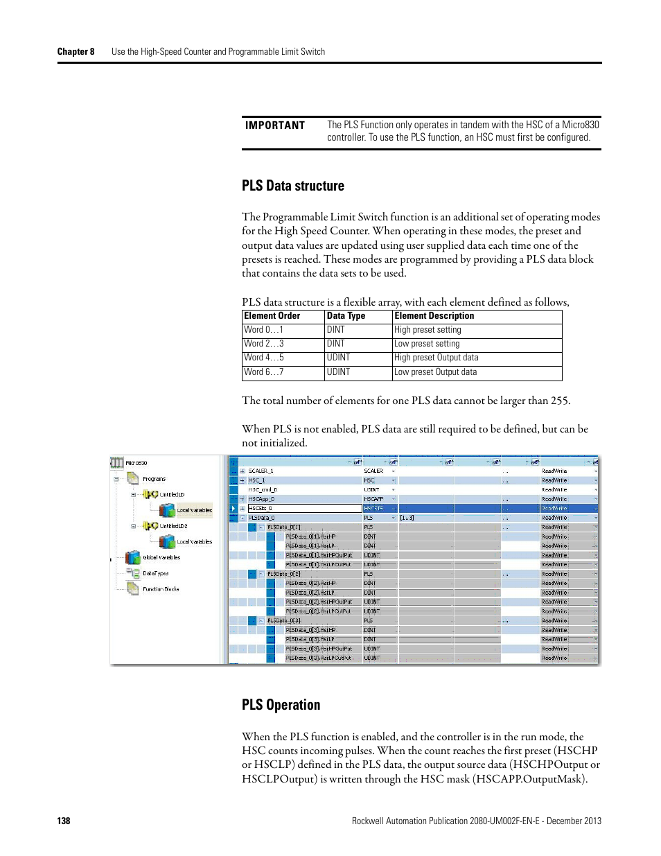 Pls data structure, Pls operation, Pls data structure pls operation | Rockwell Automation 2080-LC50 Micro830 and Micro850 Programmable Controllers User Manual User Manual | Page 154 / 270