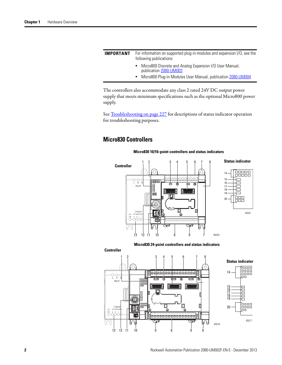 Micro830 controllers | Rockwell Automation 2080-LC50 Micro830 and Micro850 Programmable Controllers User Manual User Manual | Page 16 / 270