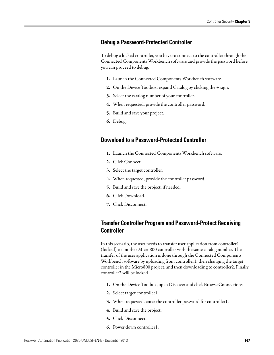 Debug a password-protected controller, Download to a password-protected controller | Rockwell Automation 2080-LC50 Micro830 and Micro850 Programmable Controllers User Manual User Manual | Page 163 / 270