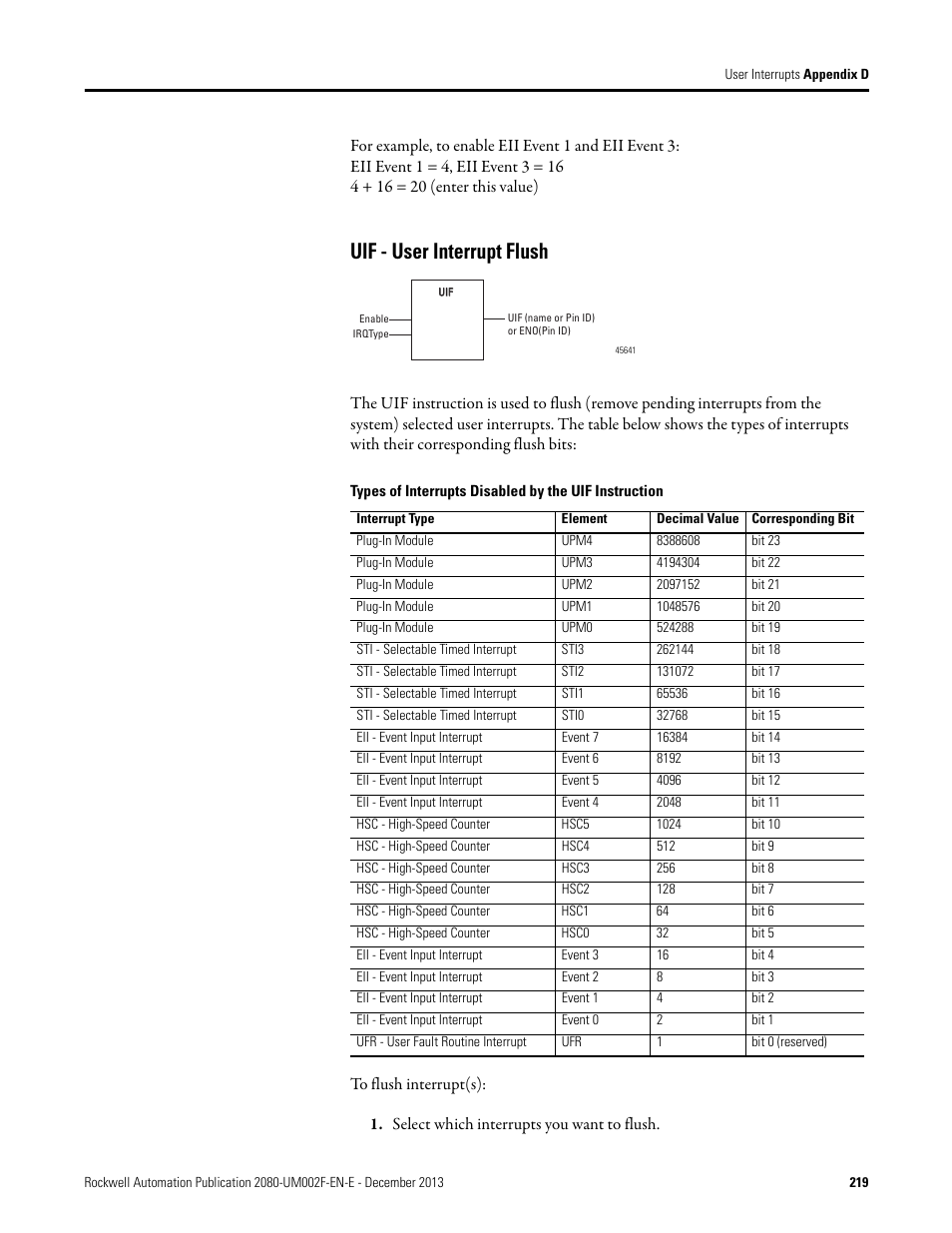 Uif - user interrupt flush | Rockwell Automation 2080-LC50 Micro830 and Micro850 Programmable Controllers User Manual User Manual | Page 235 / 270