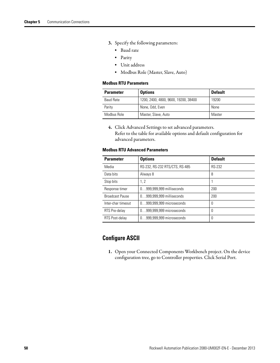 Configure ascii | Rockwell Automation 2080-LC50 Micro830 and Micro850 Programmable Controllers User Manual User Manual | Page 64 / 270