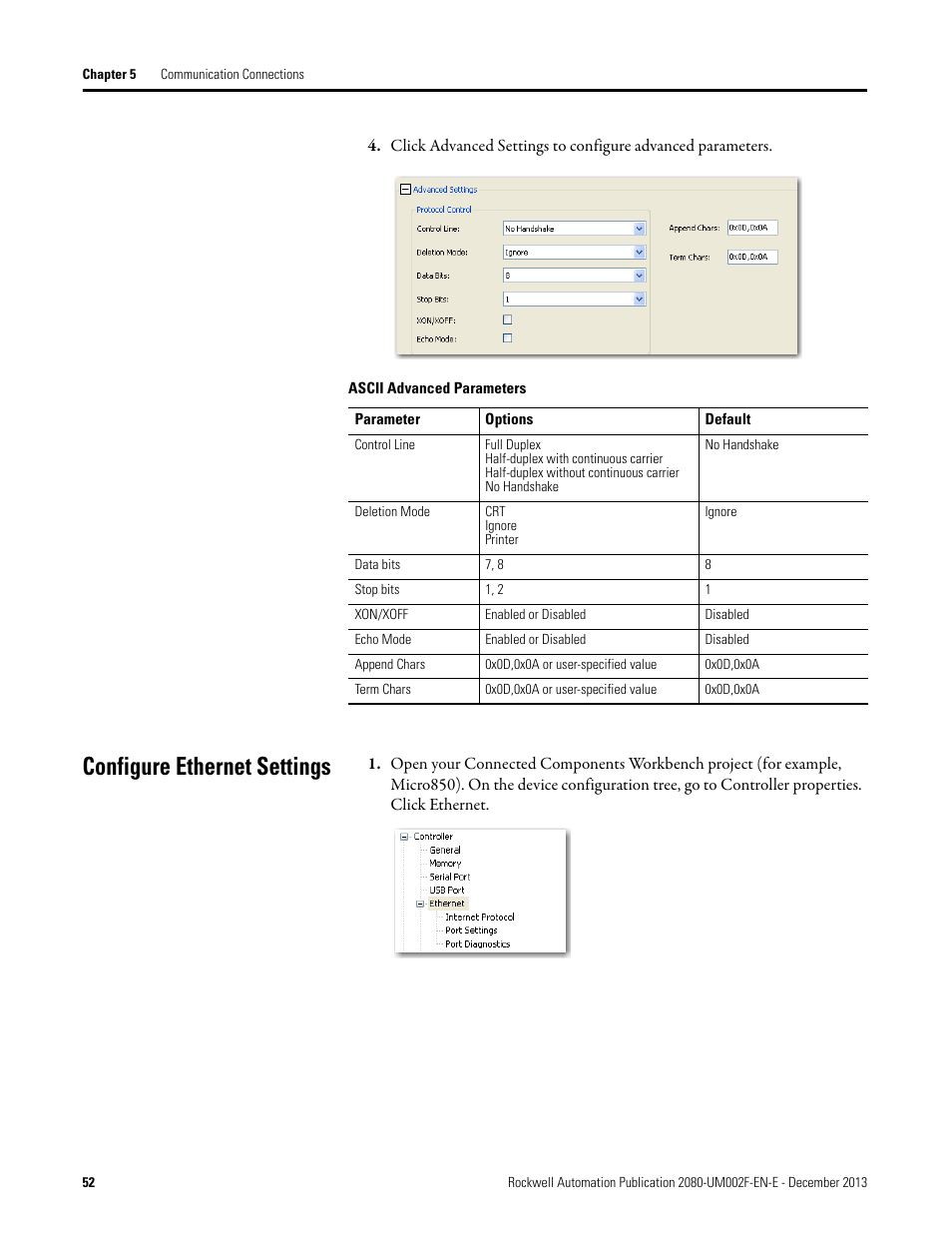 Configure ethernet settings | Rockwell Automation 2080-LC50 Micro830 and Micro850 Programmable Controllers User Manual User Manual | Page 66 / 270