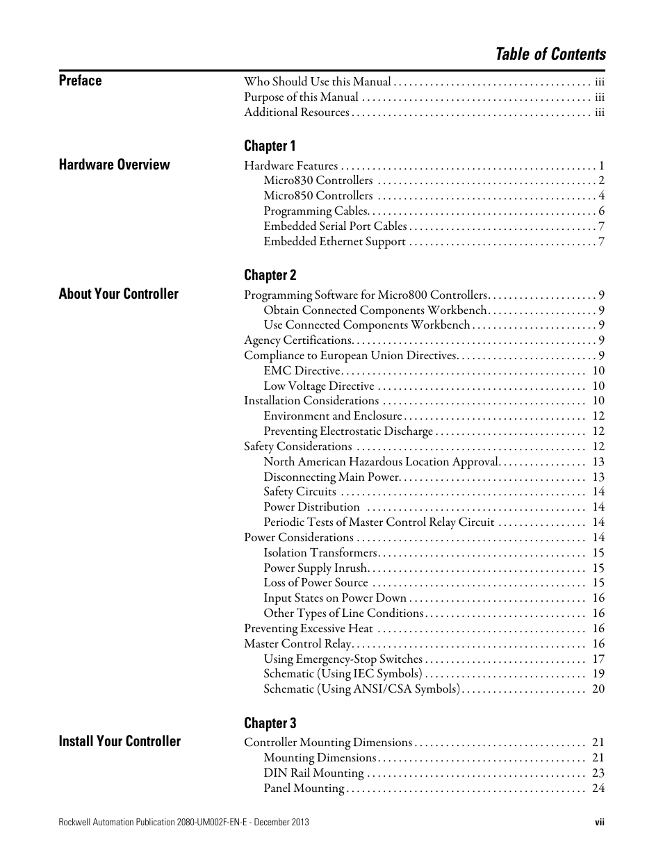 Rockwell Automation 2080-LC50 Micro830 and Micro850 Programmable Controllers User Manual User Manual | Page 7 / 270