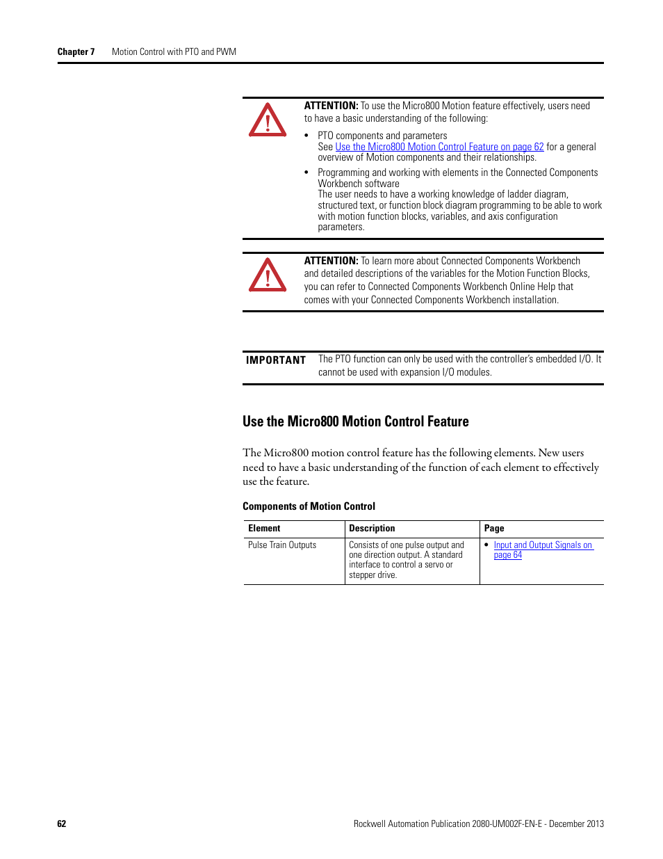 Use the micro800 motion control feature | Rockwell Automation 2080-LC50 Micro830 and Micro850 Programmable Controllers User Manual User Manual | Page 76 / 270