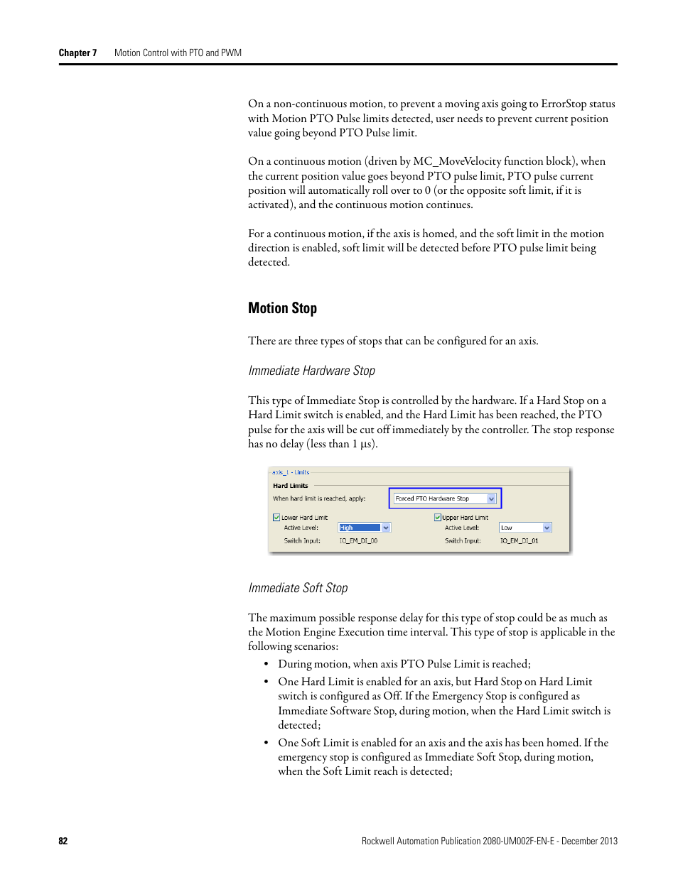 Motion stop, Immediate hardware stop, Immediate soft stop | Rockwell Automation 2080-LC50 Micro830 and Micro850 Programmable Controllers User Manual User Manual | Page 96 / 270