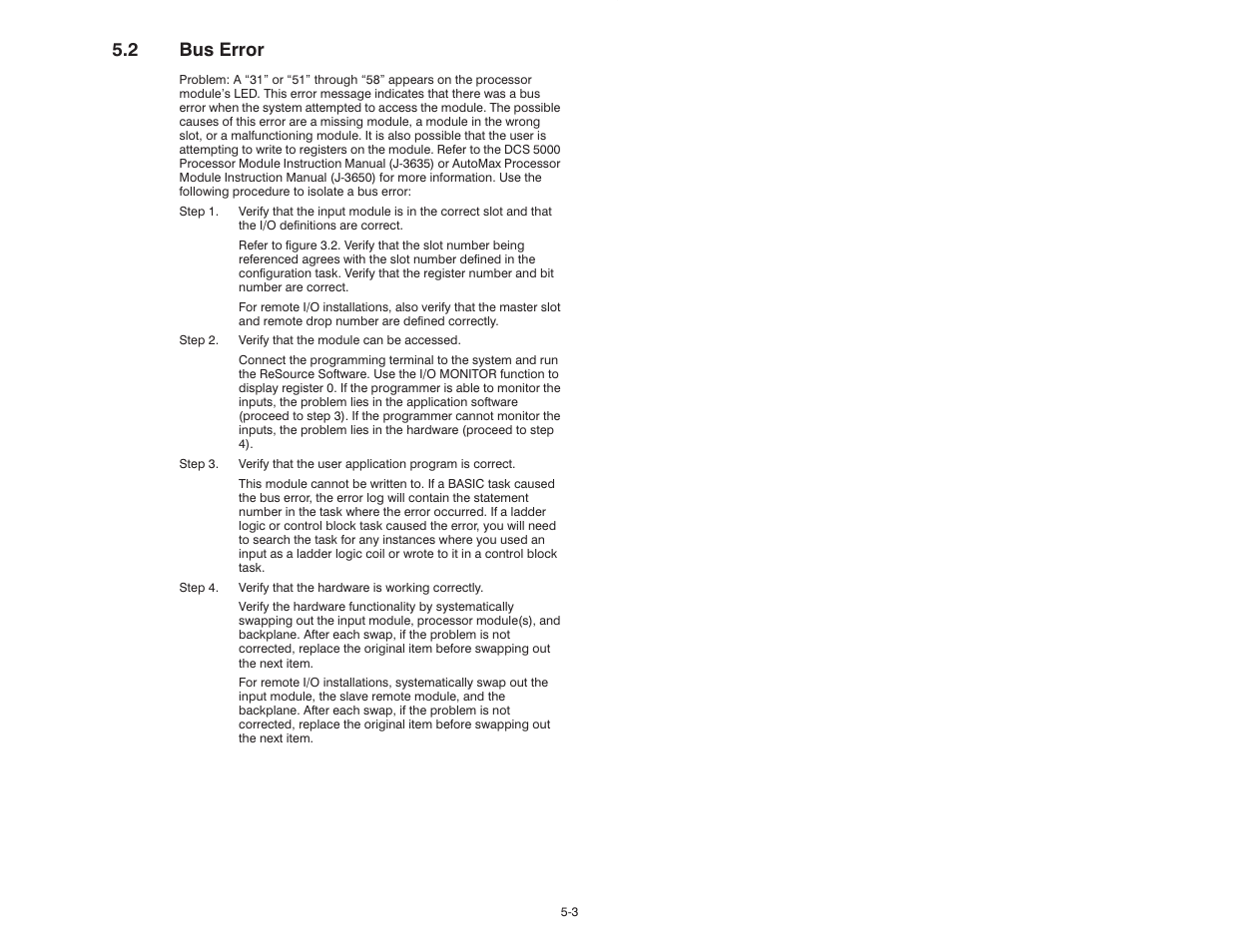 2 bus error | Rockwell Automation 57C400-1 115V AC/DC Input Module User Manual | Page 21 / 36