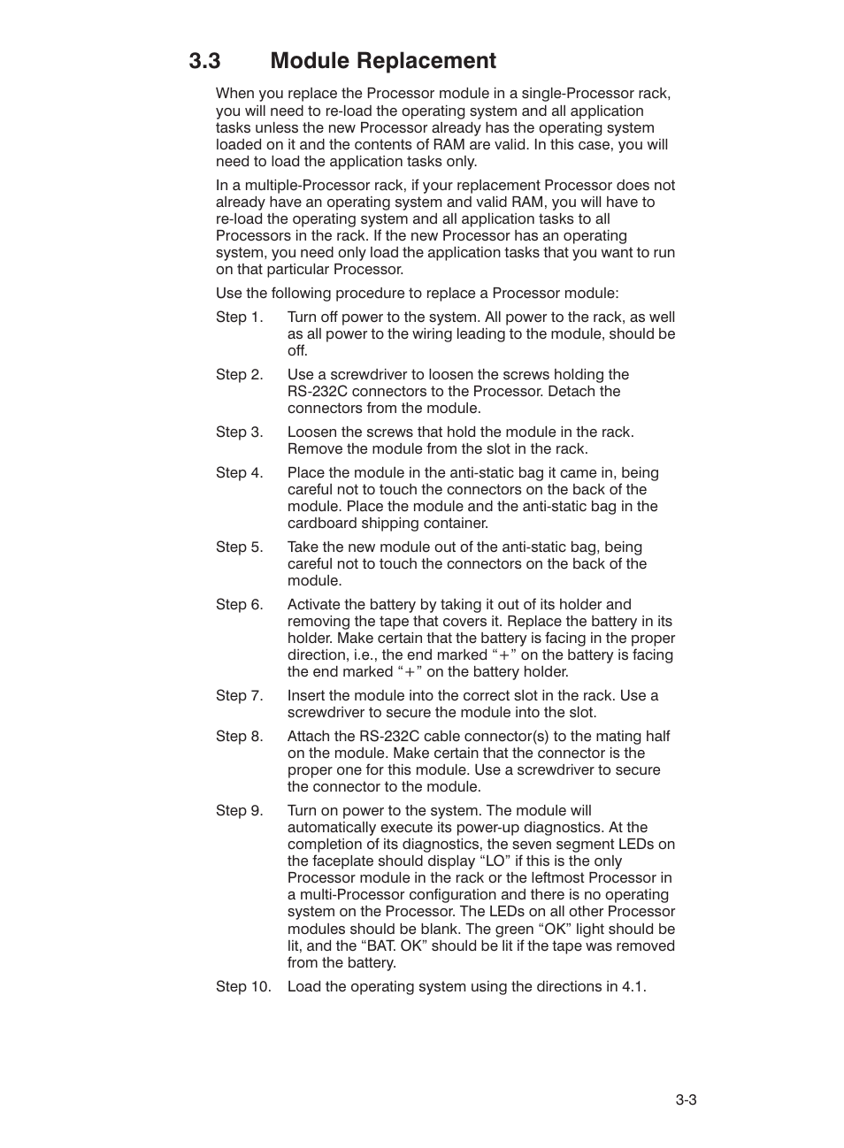 3 module replacement | Rockwell Automation 57C435 Processor Module, AutoMax User Manual | Page 17 / 60