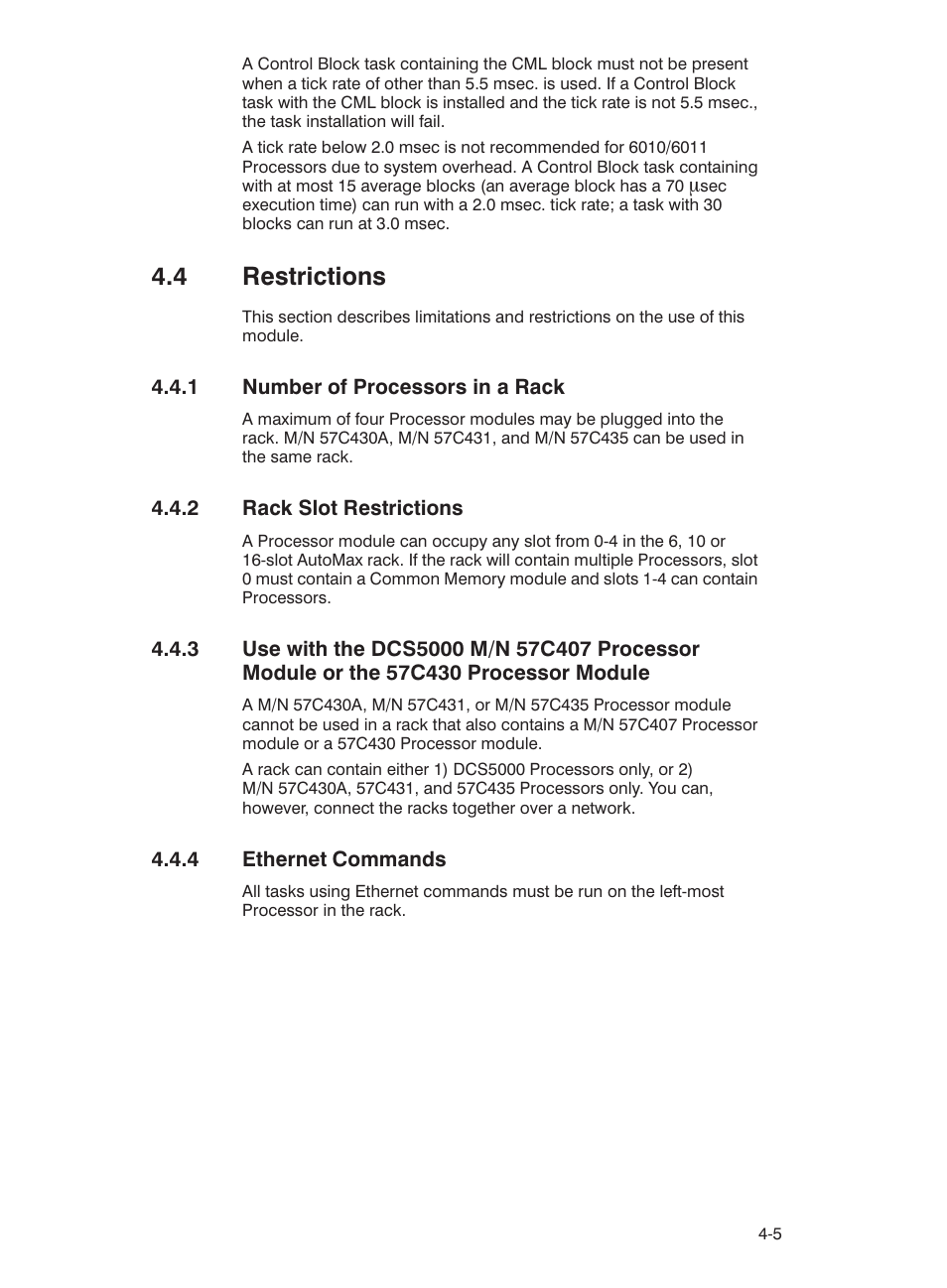 4 restrictions | Rockwell Automation 57C435 Processor Module, AutoMax User Manual | Page 25 / 60