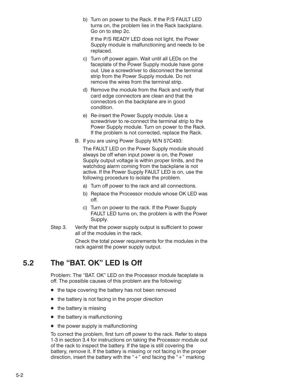 2 the bat. ok" led is off | Rockwell Automation 57C435 Processor Module, AutoMax User Manual | Page 28 / 60