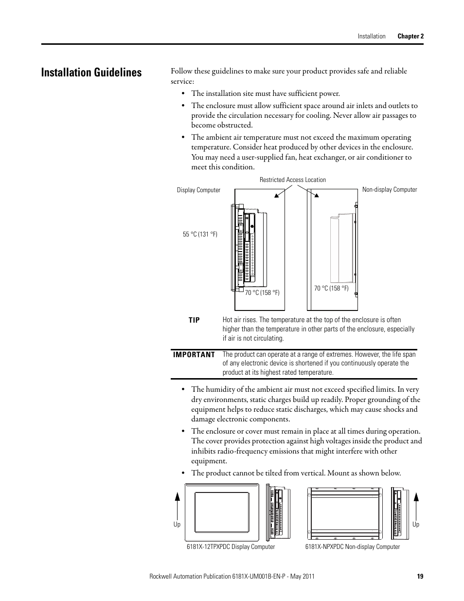 Installation guidelines | Rockwell Automation 6181X-12TPXPDC Industrial Integrated Computers for Hazardous Locations User Manual | Page 19 / 68