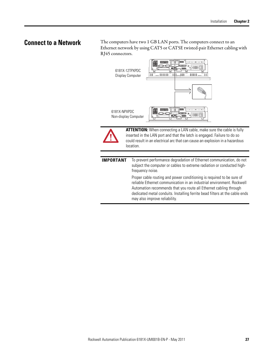 Connect to a network | Rockwell Automation 6181X-12TPXPDC Industrial Integrated Computers for Hazardous Locations User Manual | Page 27 / 68