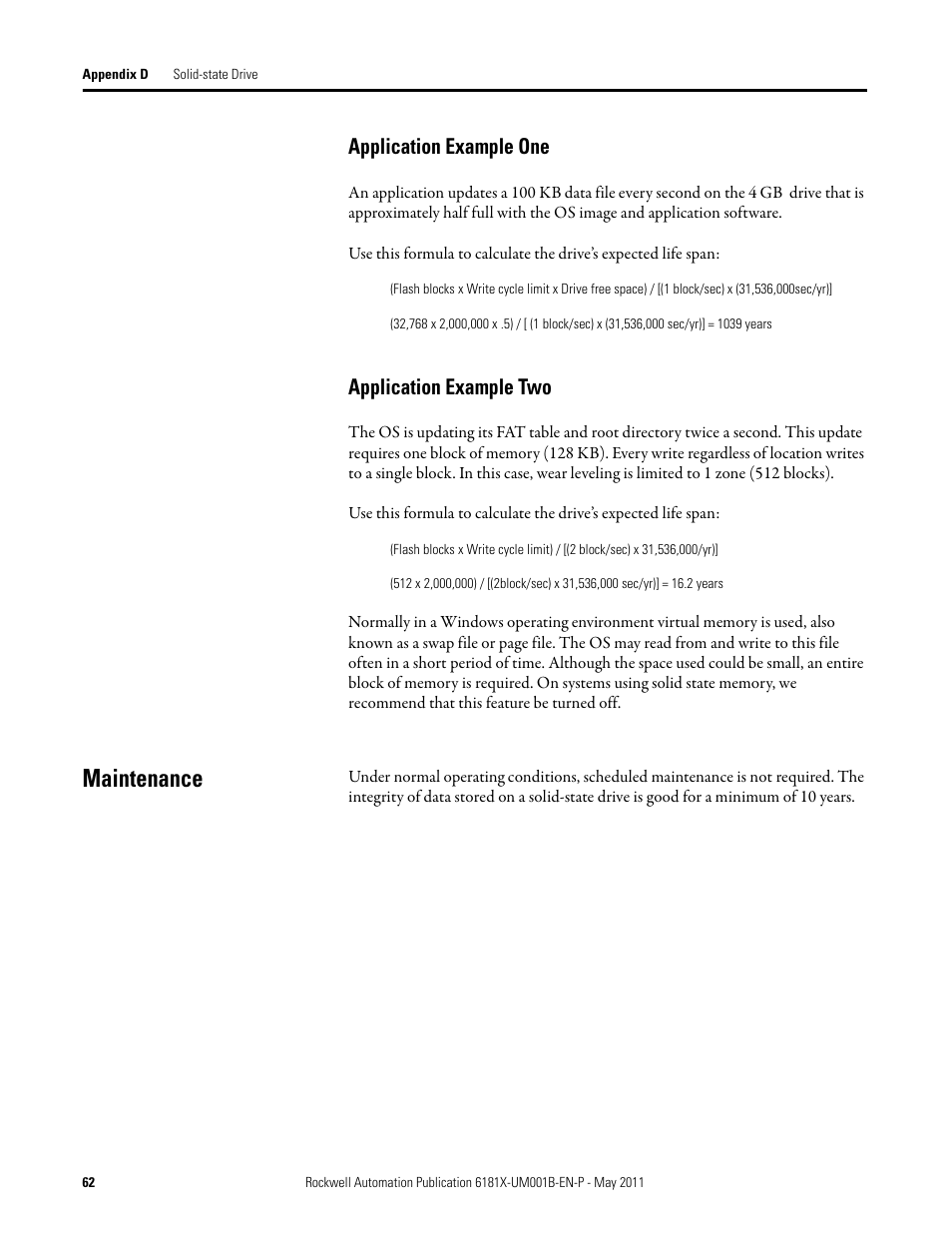 Application example one, Application example two, Maintenance | Rockwell Automation 6181X-12TPXPDC Industrial Integrated Computers for Hazardous Locations User Manual | Page 62 / 68