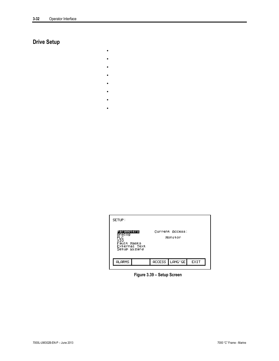 Drive setup | Rockwell Automation 7000L PowerFlex 7000 Medium Voltage AC Drive C Frame - Marine User Manual | Page 128 / 350