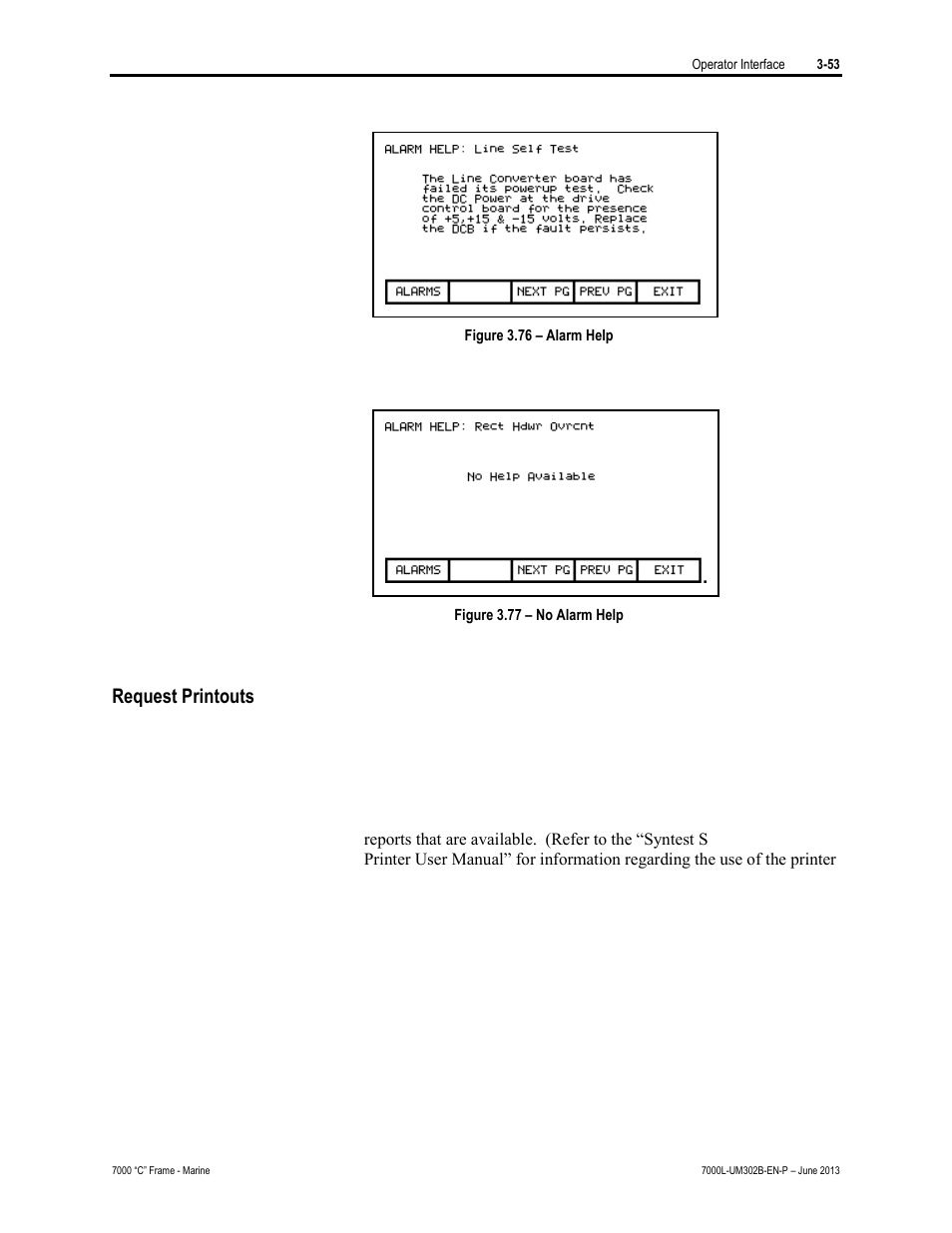 Request printouts | Rockwell Automation 7000L PowerFlex 7000 Medium Voltage AC Drive C Frame - Marine User Manual | Page 149 / 350