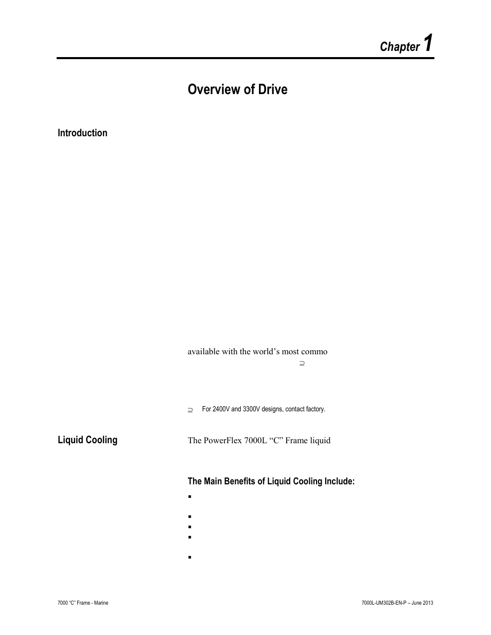 Overview of drive, Chapter | Rockwell Automation 7000L PowerFlex 7000 Medium Voltage AC Drive C Frame - Marine User Manual | Page 15 / 350