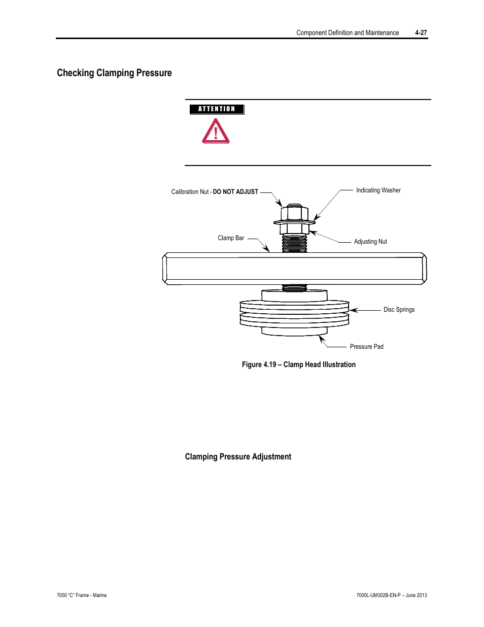 Checking clamping pressure | Rockwell Automation 7000L PowerFlex 7000 Medium Voltage AC Drive C Frame - Marine User Manual | Page 203 / 350