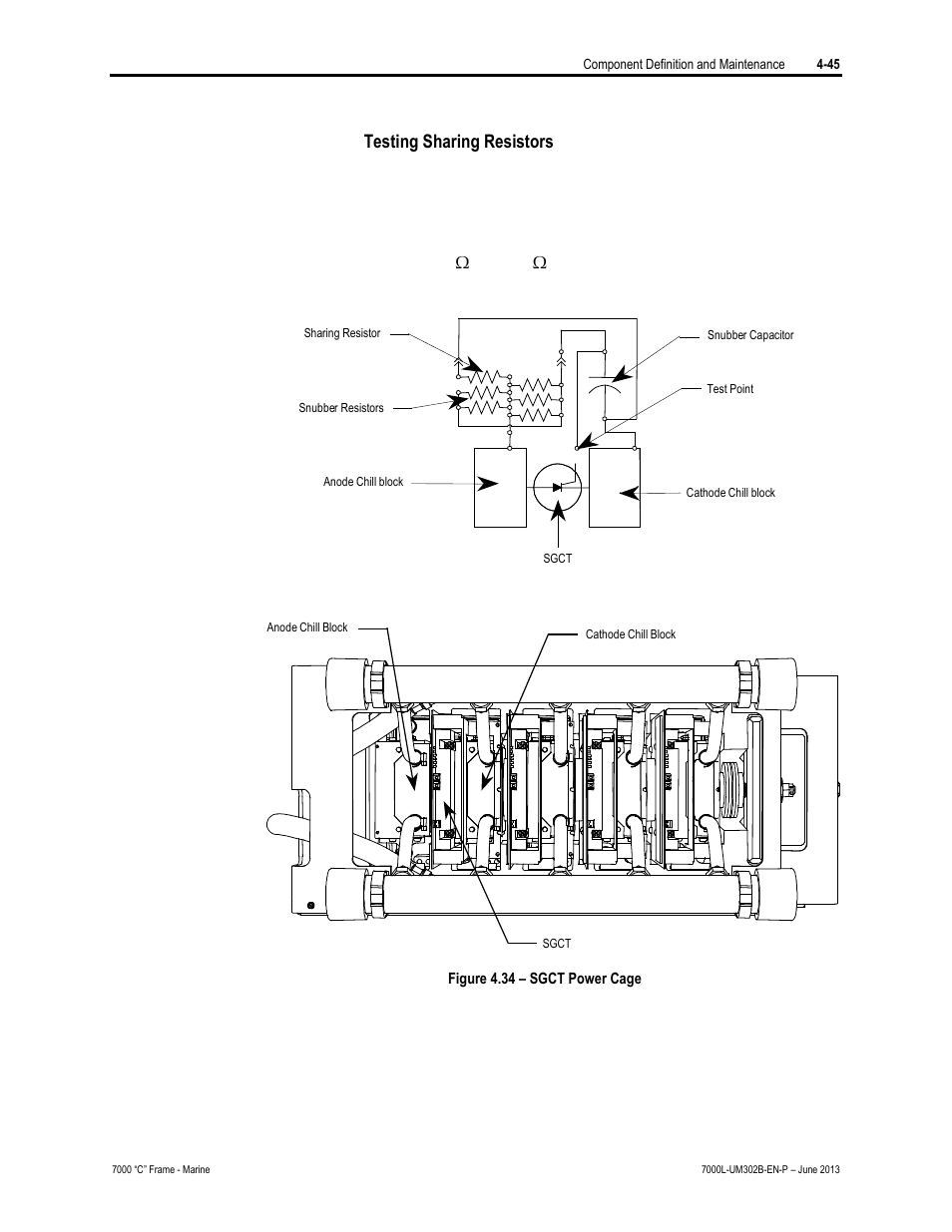 Testing sharing resistors | Rockwell Automation 7000L PowerFlex 7000 Medium Voltage AC Drive C Frame - Marine User Manual | Page 221 / 350