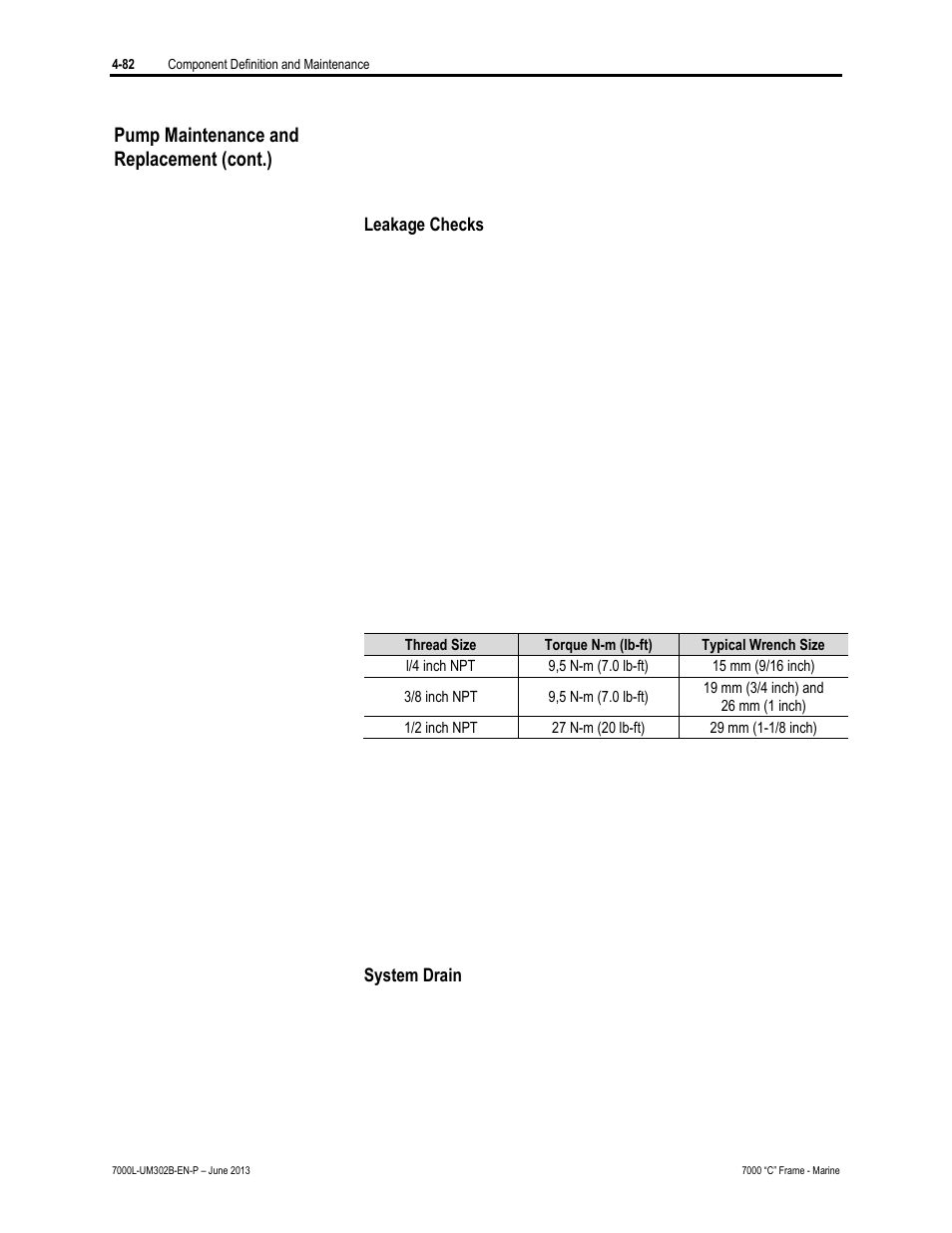 Pump maintenance and replacement (cont.) | Rockwell Automation 7000L PowerFlex 7000 Medium Voltage AC Drive C Frame - Marine User Manual | Page 258 / 350