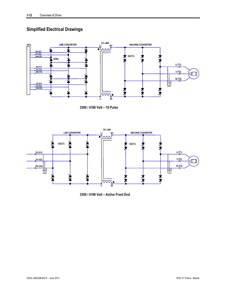 Simplified electrical drawings | Rockwell Automation 7000L PowerFlex 7000 Medium Voltage AC Drive C Frame - Marine User Manual | Page 26 / 350